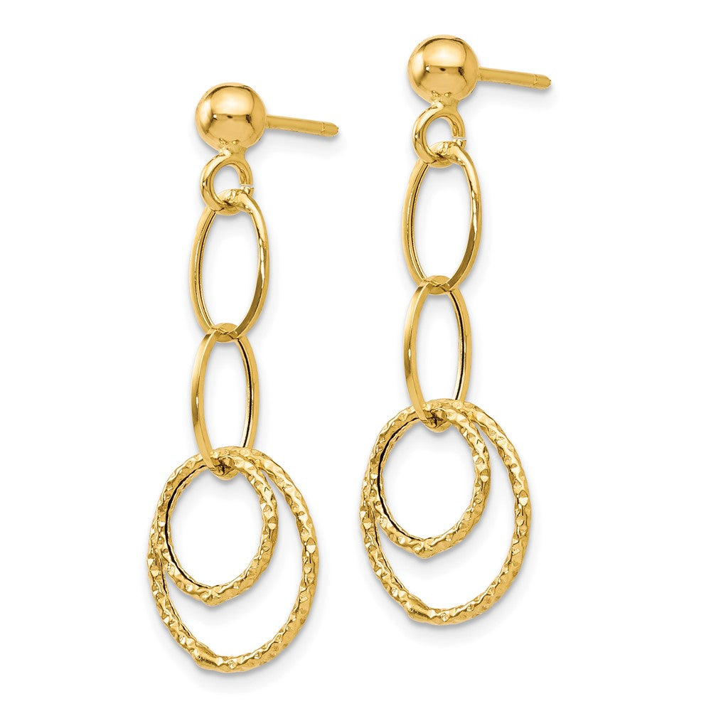 14K Gold Leslie's Polished & Textured Dangle Earrings (LE195) - Elegant Everyday Wear & Special Occasion Jewelry