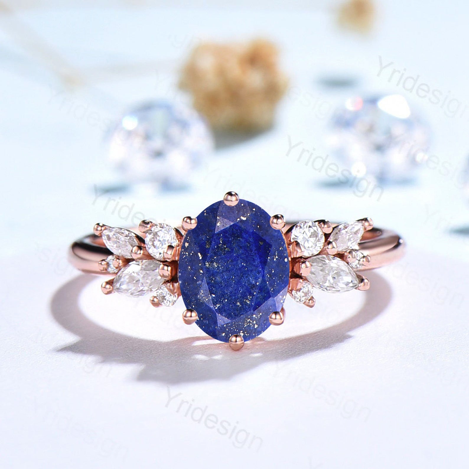 Vintage Lapis Lazuli Engagement Ring - 14K Gold Antique Style Wedding Band with Natural Blue Gemstone, Promise Ring for Women - Perfect for Romantic Proposals, Anniversaries & Special Occasions
