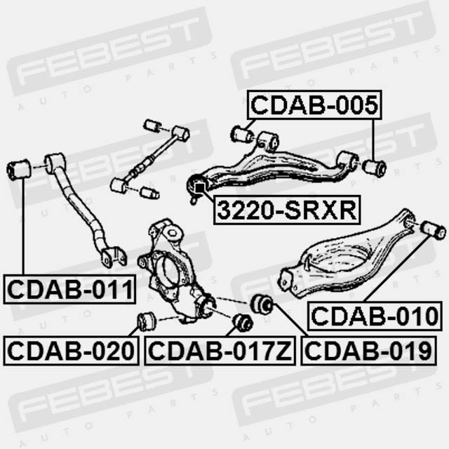 Febest CDAB-010 Rear Lower Arm Bushing - Replacement for OEM 15267637 - Durable Suspension Part for Smooth Ride & Vehicle Stability (Ideal for Daily Commute, Off-Roading & Performance Driving)