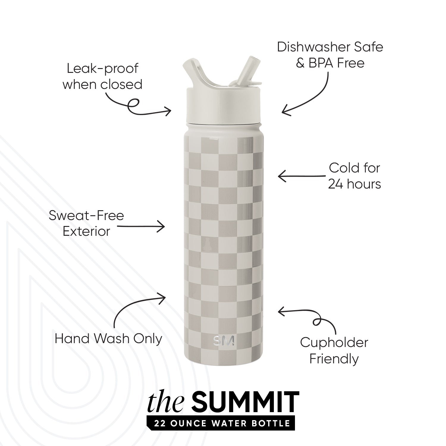 Summit Insulated Stainless Steel Water Bottle with Straw Lid - Leakproof, BPA-Free, Keeps Drinks Cold for 24 Hours - Perfect for Gym, Hiking, Travel & Outdoor Activities