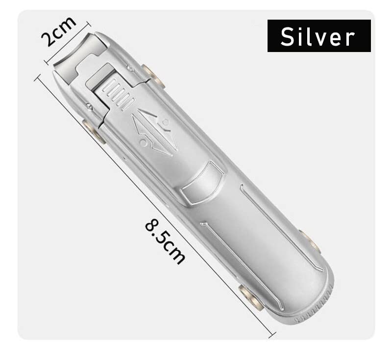 Premium Car Nail Clippers with Built-in Nail File & Catcher - Sharp Curved Blade Toenail & Fingernail Clippers for Travel, Home, Office & On-the-Go Grooming (Silver)