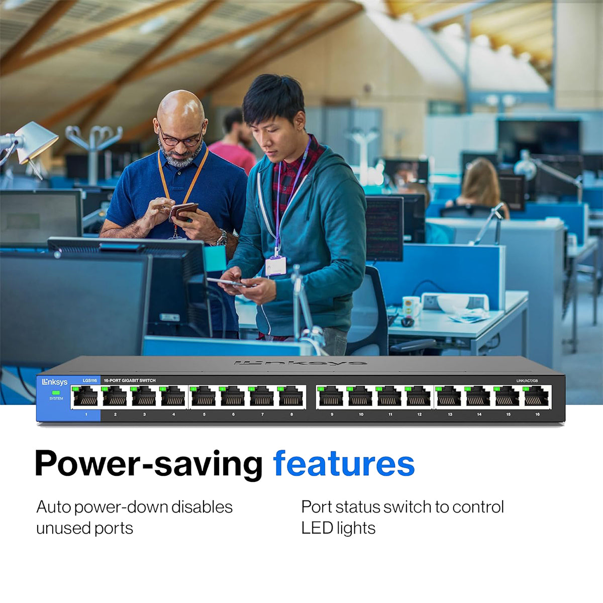 Linksys 16 Port Gigabit Ethernet Switch - High Speed Network Hub for Home Office, Gaming & Streaming | Plug & Play Unmanaged Switch for Reliable Connectivity