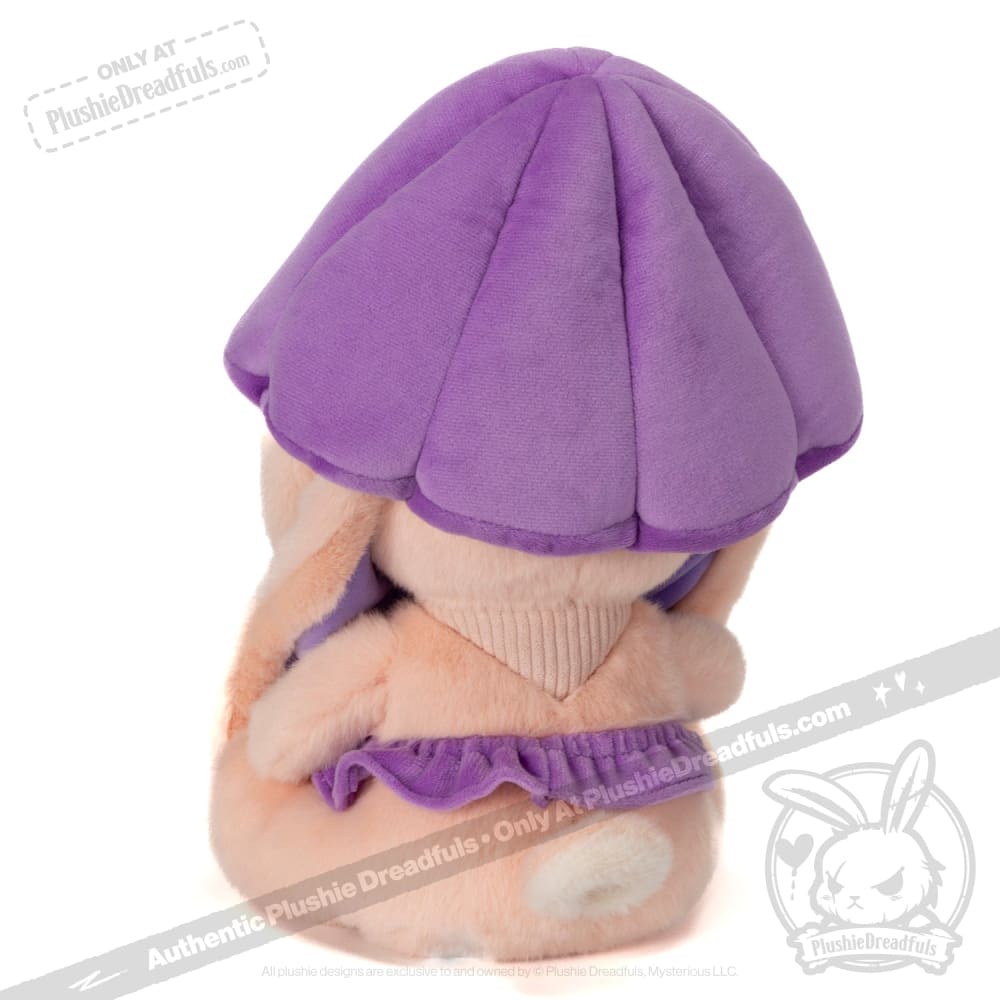 Plushie Dreadfuls Mushroom Rabbit Stuffed Animal with Lilac Bonnet - Soft Cute Bunny Plush Toy for Kids, Gift for Girls, Nursery Decor, Birthday Present