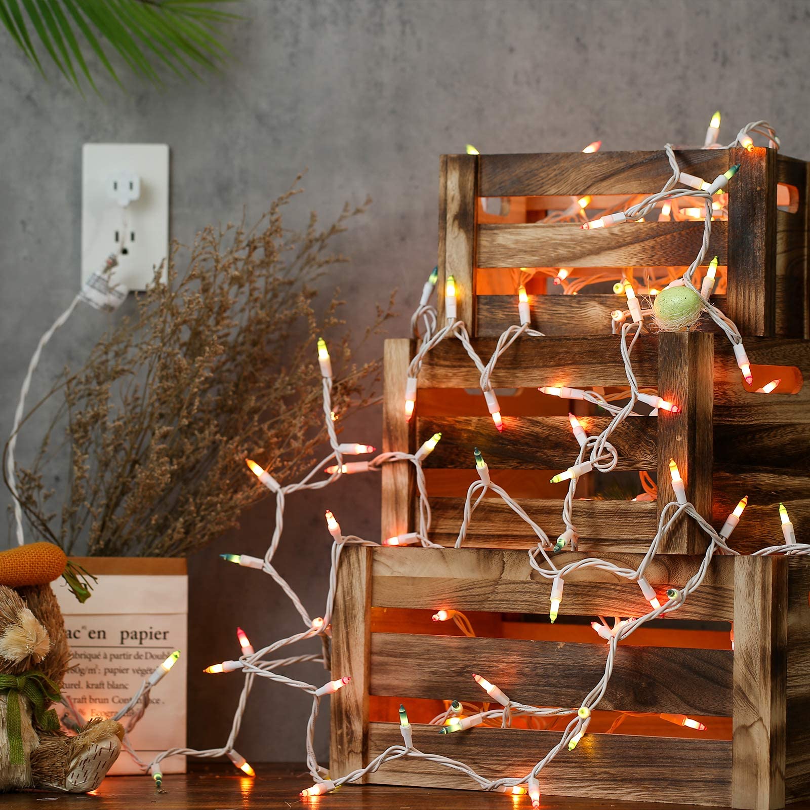 Brizled Easter Lights - 150 Count 34.8ft Pastel String Lights with White Wire | UL Certified Connectable 120V Incandescent Outdoor/Indoor Lights | Perfect for Easter Tree Decor, Christmas Decorations, Bedroom Lighting & Party Decorations