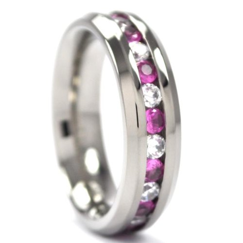 6mm Titanium Eternity Wedding Band for Women with Tourmaline Gemstones - Elegant Jewelry for Anniversaries, Engagements & Special Occasions