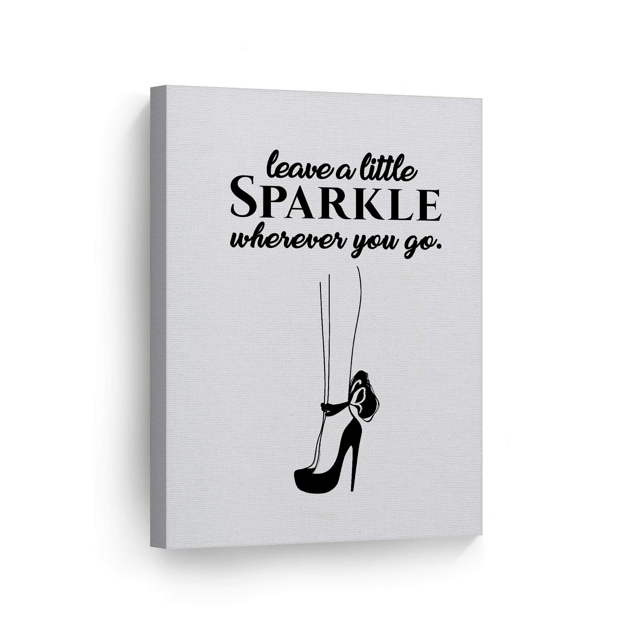 Smile Art Design 'Leave a Little Sparkle Wherever You Go' High Heels Sketch Glam Fashion Canvas Wall Art - Ready to Hang 40x30 - Perfect for Bathroom, Girls Room, Women's Dorm, Bedroom & Living Room Decor
