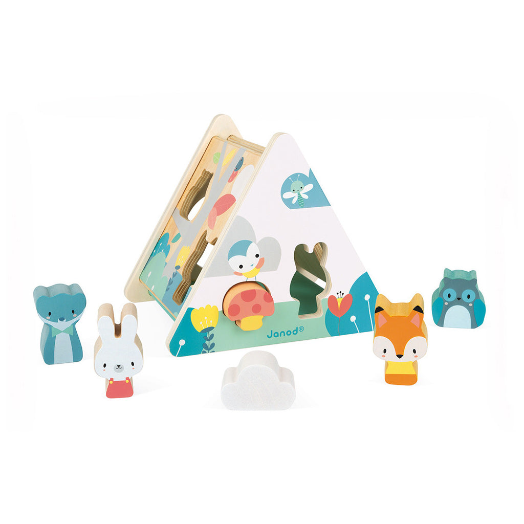 Janod Pure Shape Sorter - Wooden Baby Learning Toy with 12 Geometric Shapes | Montessori Educational Toy for Toddlers 1-3 Years | Perfect for Early Childhood Development & Sensory Play