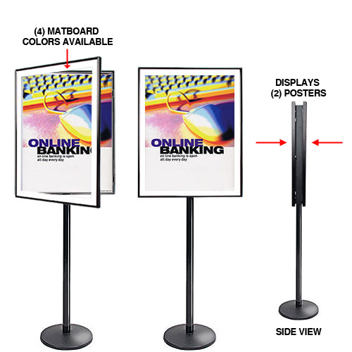 2-Sided Swing Open Metal Frame Poster Stand - Classic SwingStand Display in 4 Sizes (23x35, 27x40, 35x47, 41x59 inches) - Perfect for Trade Shows, Retail Stores & Event Signage