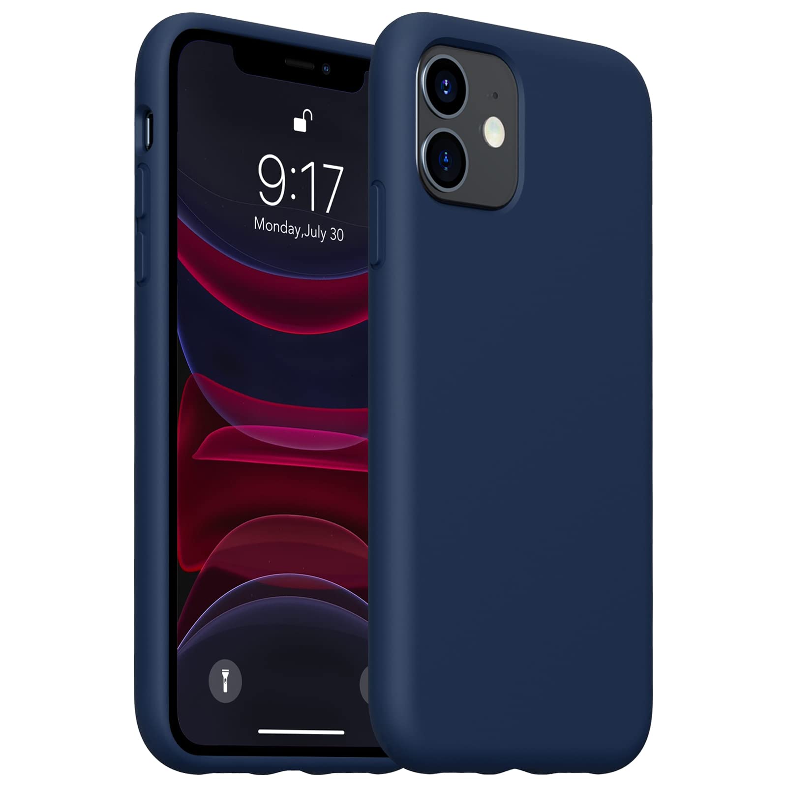 OUXUL Liquid Silicone iPhone 11 Case - Slim Soft Protective Cover with Microfiber Lining | 6.1 Inch Full Body Shockproof Phone Case for iPhone 11 (Deep Navy) - Perfect for Everyday Use, Work & Travel Protection