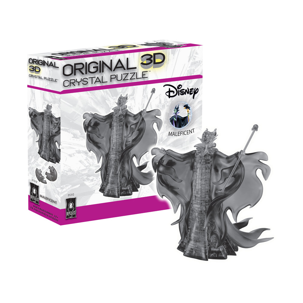 BePuzzled Disney Maleficent 3D Crystal Puzzle - 74 Piece Challenging Brain Teaser for Adults & Teens | Fun Gift for Disney Fans, Collectors & Puzzle Lovers | Perfect for Family Game Night, Birthday Gifts & Stress Relief