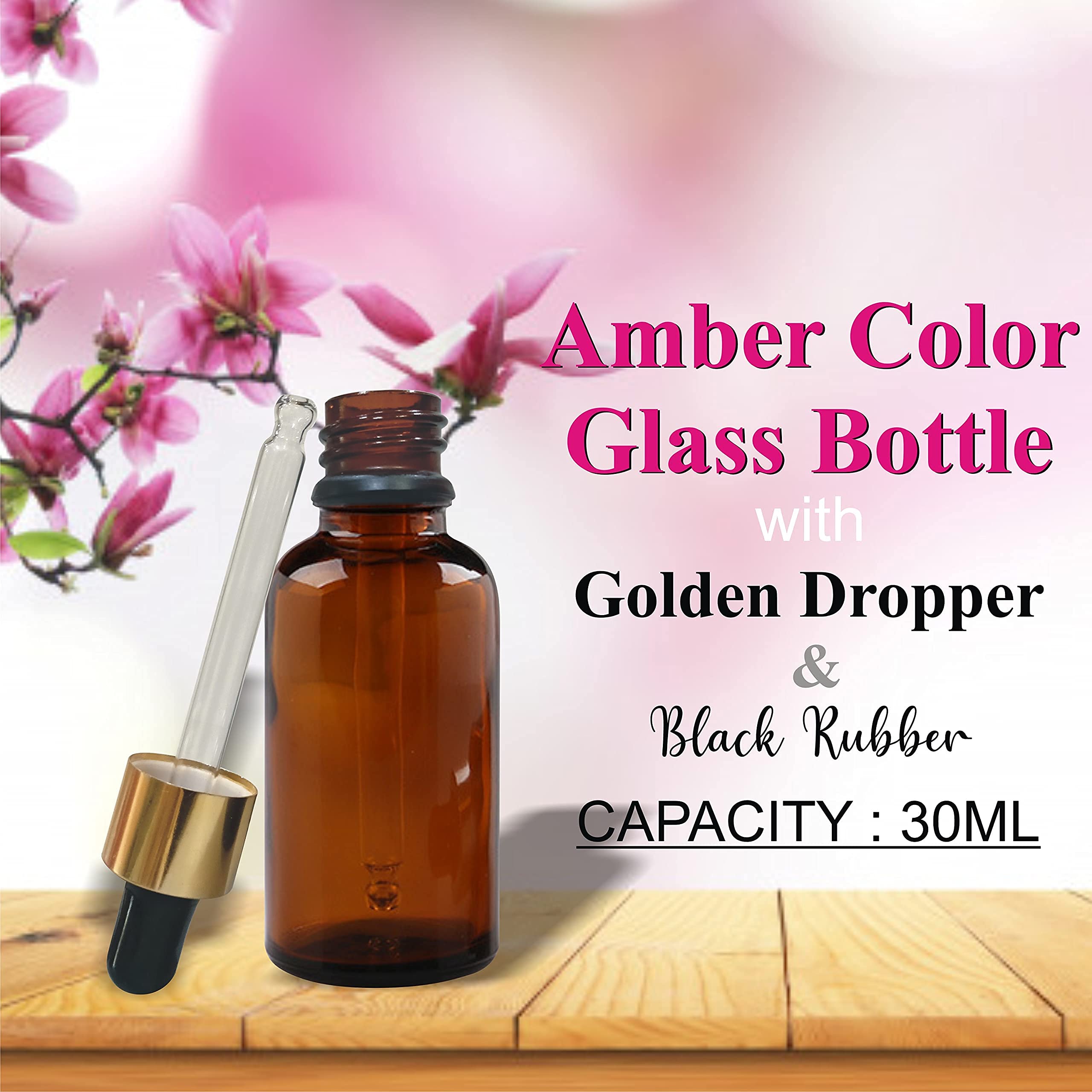 Premium 15ml Amber Glass Bottles with Gold Plated Dropper - Essential Oil Bottles, Perfume Bottles, Serum Containers (Pack of 3) - Perfect for DIY Beauty, Aromatherapy & Travel Size Storage