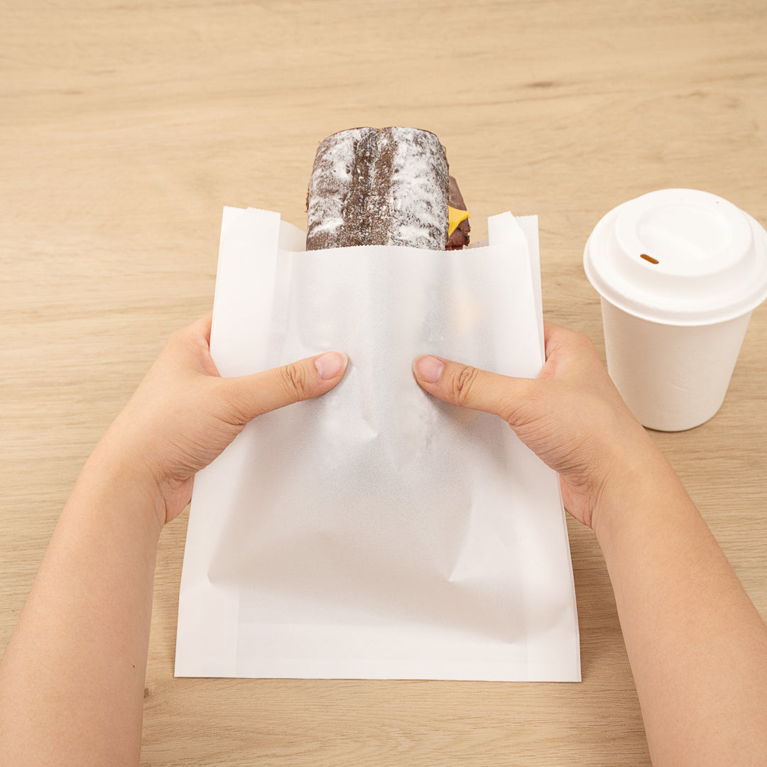 Eco-Friendly White Paper Sandwich & Snack Bags - Silicone Coated, 7