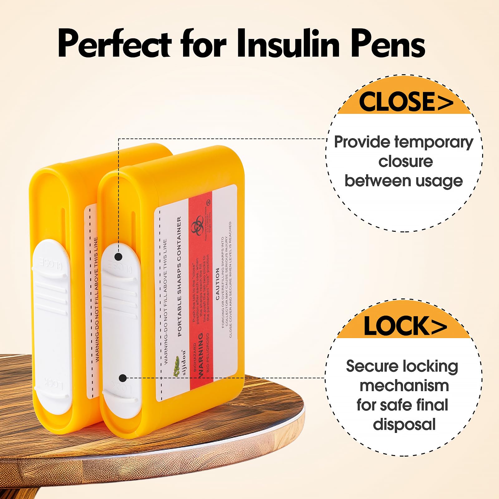 Portable Sharps Container for Safe Disposal of Insulin Needles & Medical Sharps - Travel & Home Use (3-Pack) | Ideal for Diabetics, Healthcare & Travel Safety
