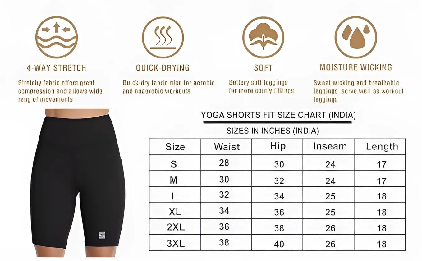 KASHIKAY CREATION High Waist Workout Shorts for Women - Gym Yoga Cycling Running Activewear with Pockets - Perfect for Fitness, Sports & Casual Wear