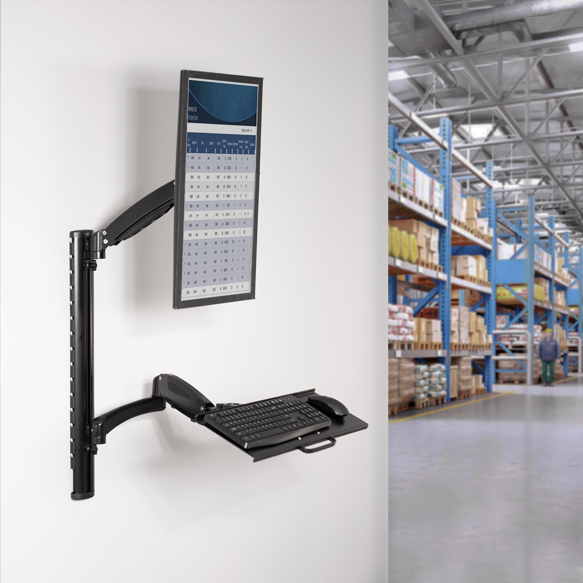 VIVO Black Sit-Stand Wall Mount Adjustable Monitor and Keyboard Workstation for 13-27 inch Screens | Ergonomic Home Office Desk Solution for Standing & Sitting Work | Perfect for Small Spaces & Dual Monitor Setups