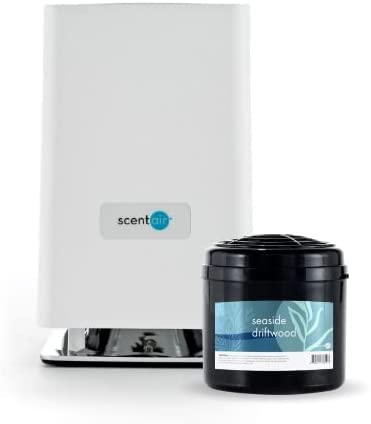 Whisper Home Diffuser - White & Seaside Driftwood Essential Oil Diffuser with Refillable Cartridge | Perfect for Aromatherapy, Yoga, and Relaxation at Home