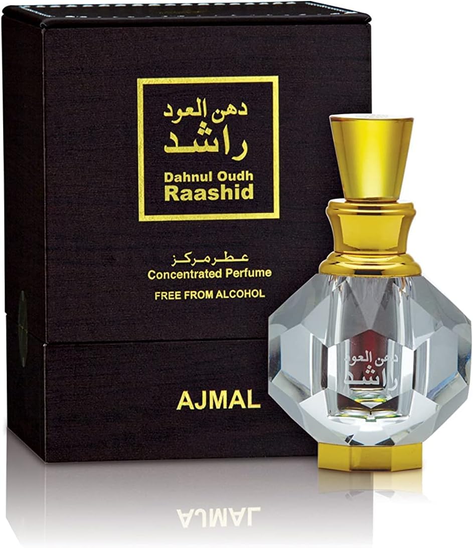 Ajmal 3ml Original Dahnul Oudh Raashid Concentrated Perfume Oil - Premium Arabian Oud Fragrance for Men & Women - Perfect for Special Occasions, Date Nights & Gifting