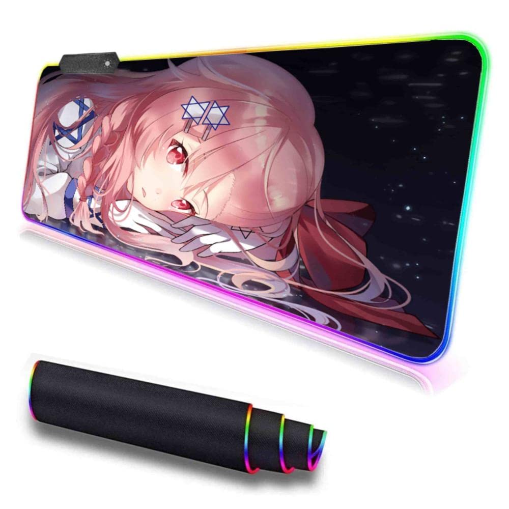 RGB Gaming Mouse Pad - Pink Anime Girl Series (300x800mm) | XXL LED Glowing Mouse Mat with Non-Slip Rubber Base | Perfect for Gaming, Office & Streaming Setups | Girls Frontline Themed Accessory
