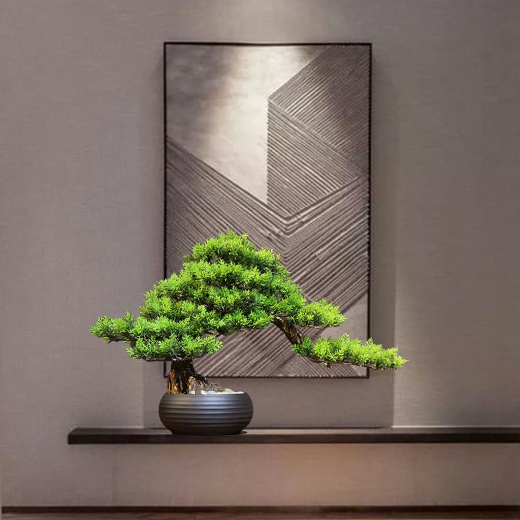 Artificial Bonsai Tree - Realistic Fake Pine Potted Plant for Home & Office Decor | Desk Decoration, Indoor Greenery, Zen Garden Accent