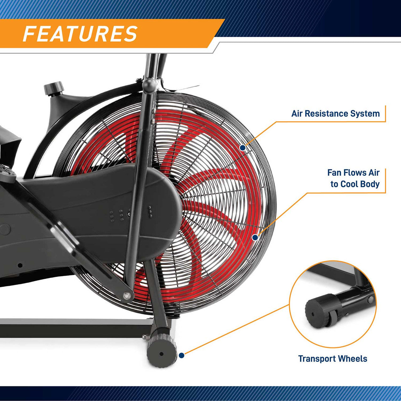 Marcy Fan Bike NS 1000 - Exercise Bike for Home Workouts, Cardio Training & Indoor Cycling - Perfect for Small Spaces & Home Gym Fitness