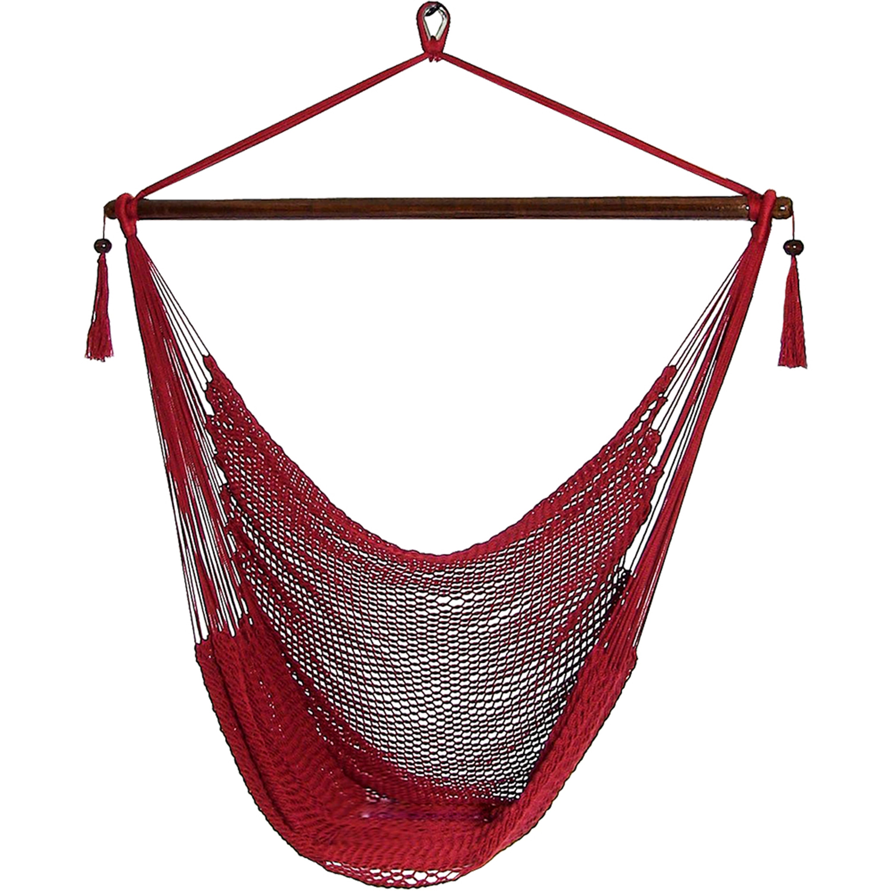Extra Large Caribbean Polyester Rope Hammock Chair for Outdoor Relaxation - Perfect for Backyard, Patio, Poolside & Beach Lounging