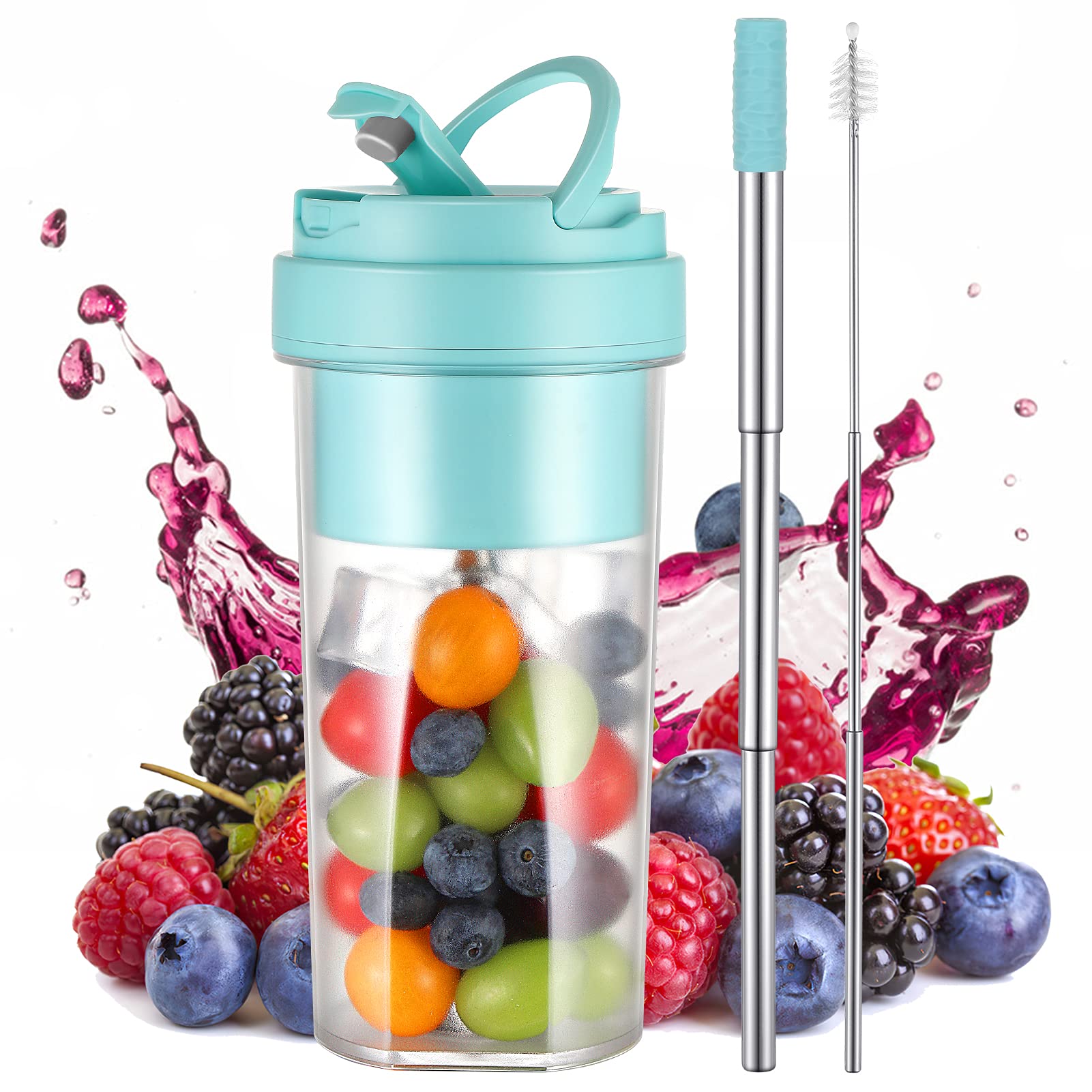 BTOYM Portable Blender 19oz - 4400mAh USB Rechargeable Personal Smoothie Maker with 6 Blades - Mini Handheld Juicer for Shakes, Protein Drinks & Meal Prep - Perfect for Travel, Gym, Office & Home Use