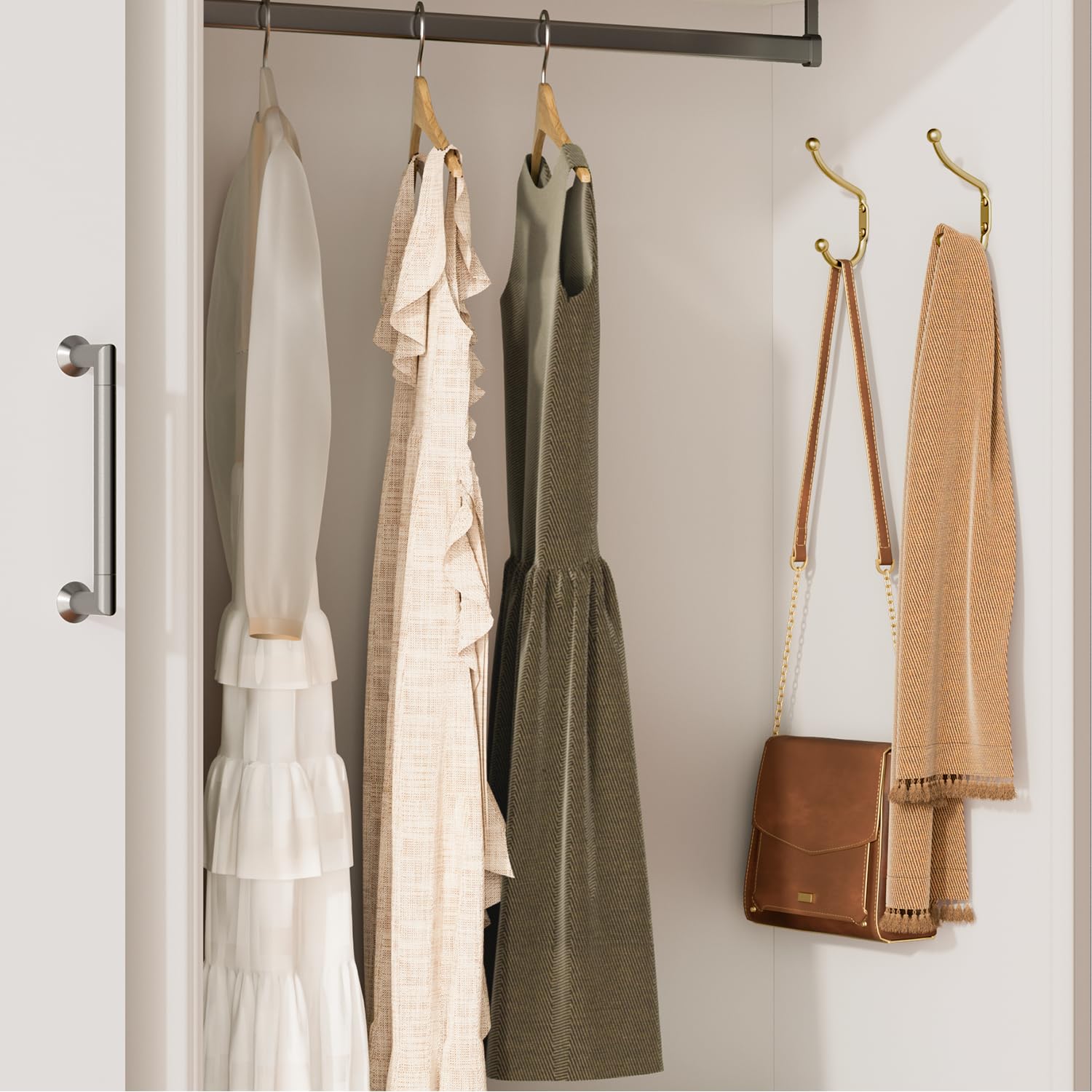4 Pack Heavy Duty Gold Wall Mount Coat Hooks - Durable Metal Hooks for Hanging Clothes, Towels, Hats, Keys & Coats - Perfect for Mudroom, Entryway, Bathroom & Closet Organization