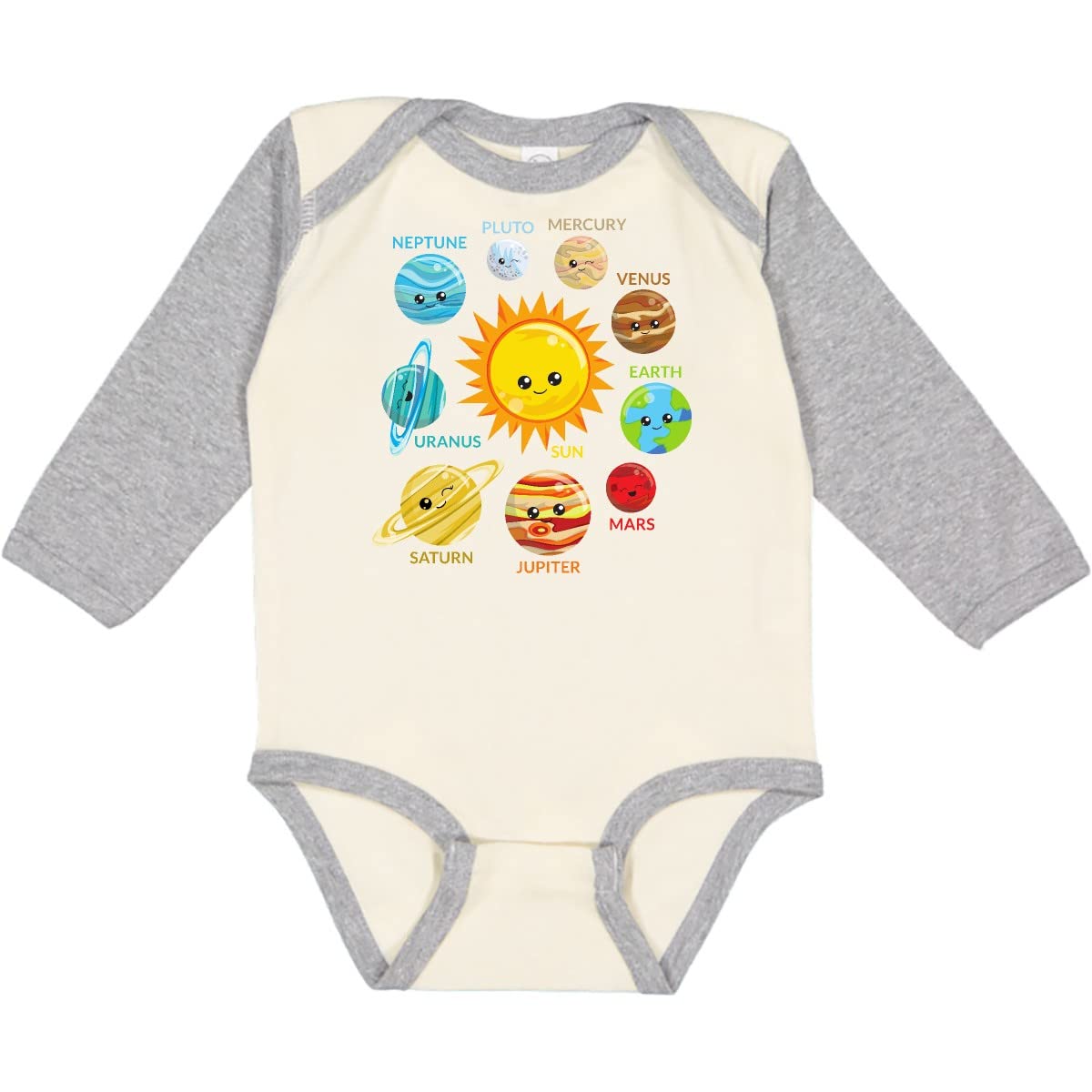Inktastic Cute Planets Solar System Space Cosmos Galaxy Long Sleeve Baby Bodysuit - Perfect for Astronomy Lovers, Space-Themed Nursery, and Science Birthday Outfits