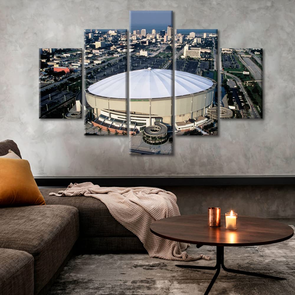 5-Piece Framed Baseball Stadium Wall Art - Tropicana Field Sports Canvas Print, Modern Decor for Man Cave, Game Room & Office (60