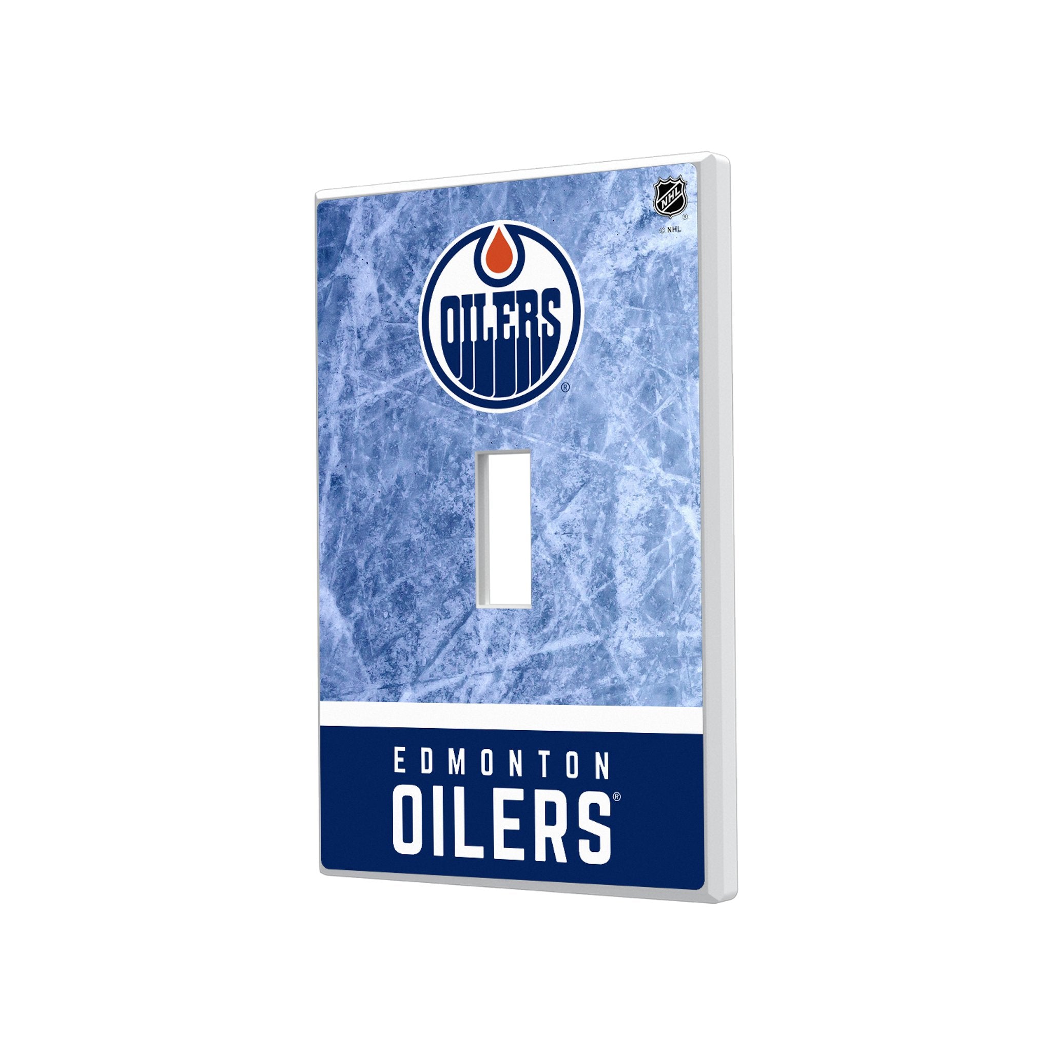 Edmonton Oilers NHL Ice Wordmark Hidden Screw Light Switch Plate Cover - Hockey Fan Home Decor for Bedroom, Man Cave, Game Room