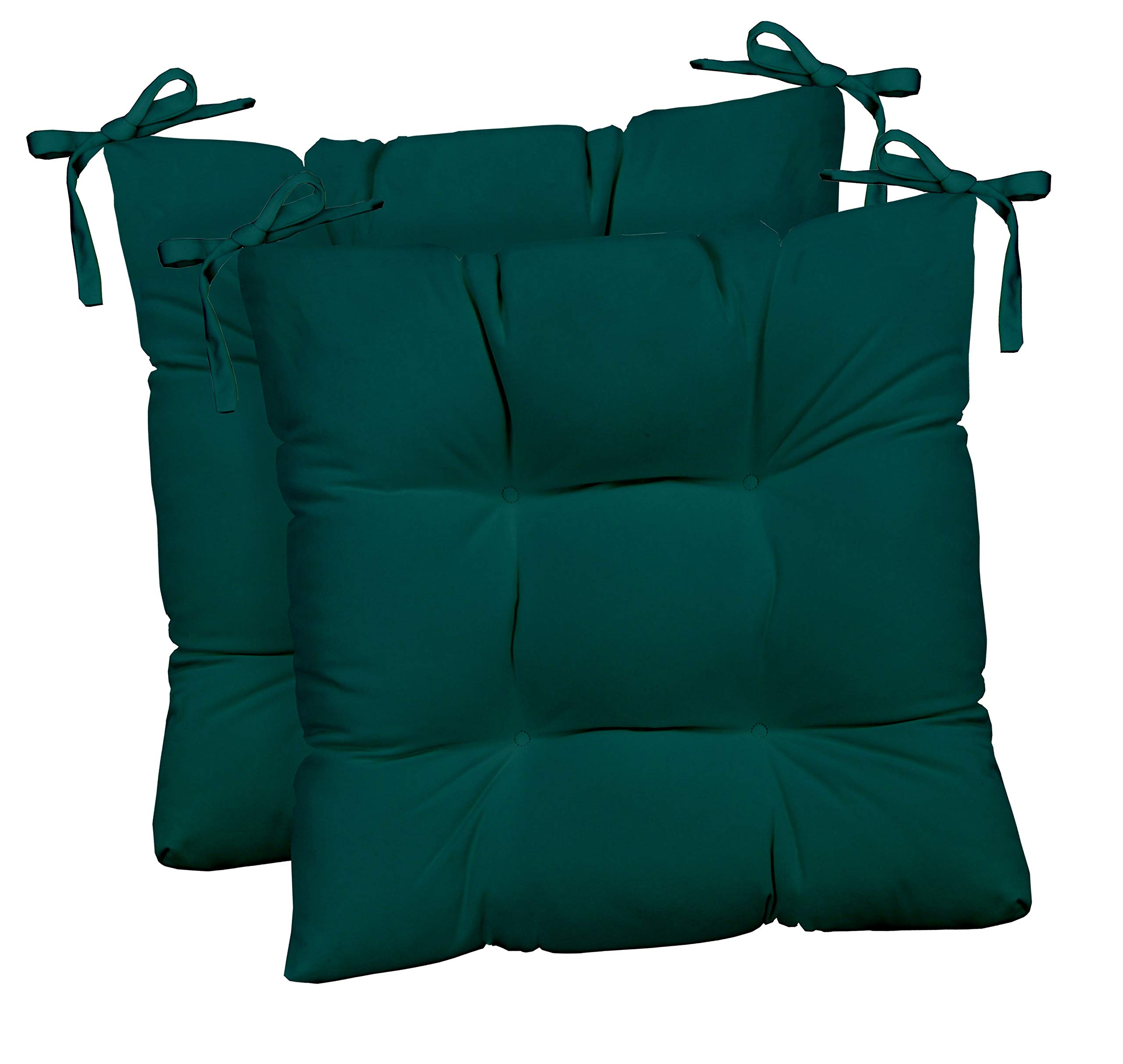 RSH DECOR: 2-Pack Outdoor Tufted Seat Cushions 17x17 Inch - All-Weather Spun Fabric Square Patio Furniture Cushions - Peacock Blue - Perfect for Garden, Deck, Poolside & Outdoor Lounge Chairs