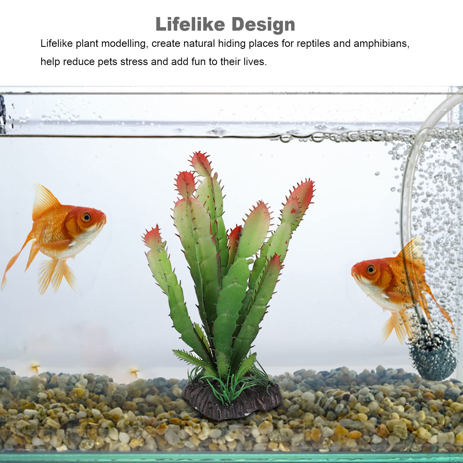 Artificial Reptile Cactus Plants Decor - Realistic Aquarium & Terrarium Decor for Fish Tanks, Bearded Dragon Habitats, Lizard & Gecko Enclosures - Perfect for Desert Landscape Setup in Reptile Tanks & Aquatic Environments