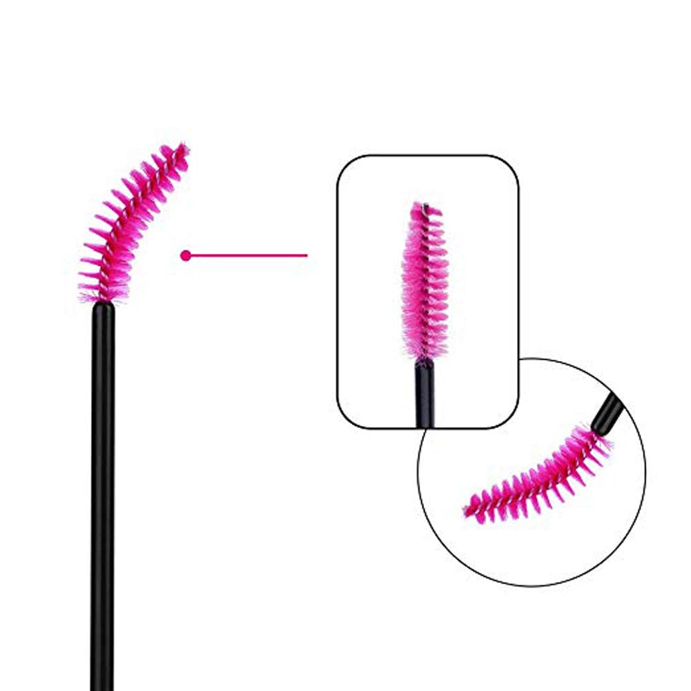 50 PCS Disposable Eyelash Brushes & Mascara Wands - Rose Red Cosmetic Makeup Brush Kit for Eyelash Extension, Eyebrow Styling & Professional Salon Use