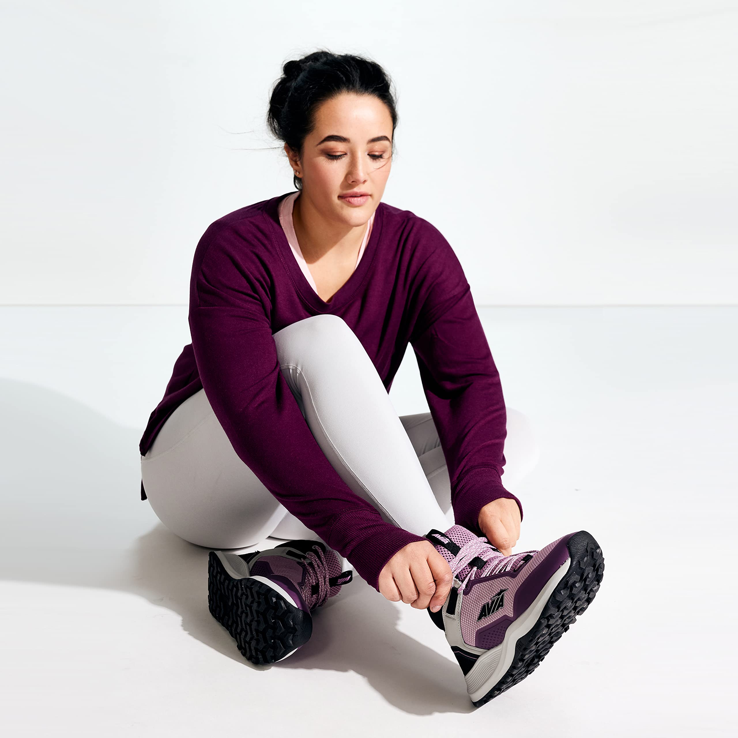 Avia Grit Sport Women's Waterproof Hiking Boots - Mid Top Ankle Support Trail Shoes for All Weather Conditions - Perfect for Outdoor Adventures, Camping & Mountain Trekking