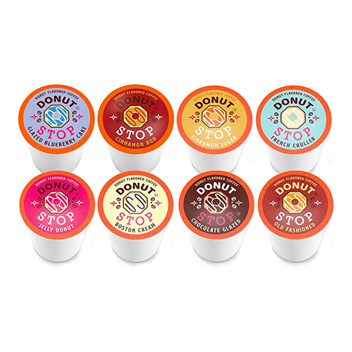 Donut Stop Flavored Variety Pack Single Serve Coffee Pods - 40 Count | Assorted Flavors for Keurig Machines | Perfect for Office, Home & Morning Brews