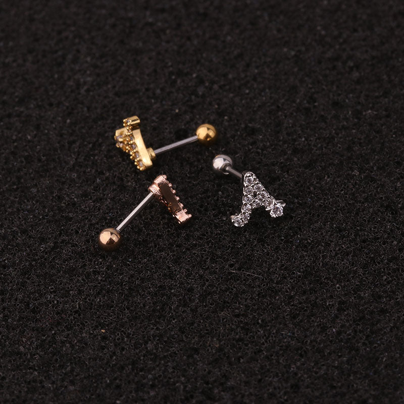 20G Letter Cartilage Stud Earrings - Initial Alphabet Earrings for Women | HSPJ207 | Perfect for Gifts, Birthdays & Everyday Fashion Accessories