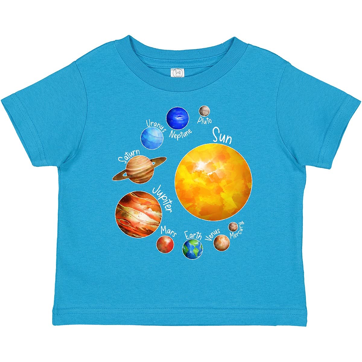 Inktastic Sun and Planets Toddler T-Shirt - Cute Space Design with Pluto - Perfect for Preschool, Daycare & Astronomy Lovers
