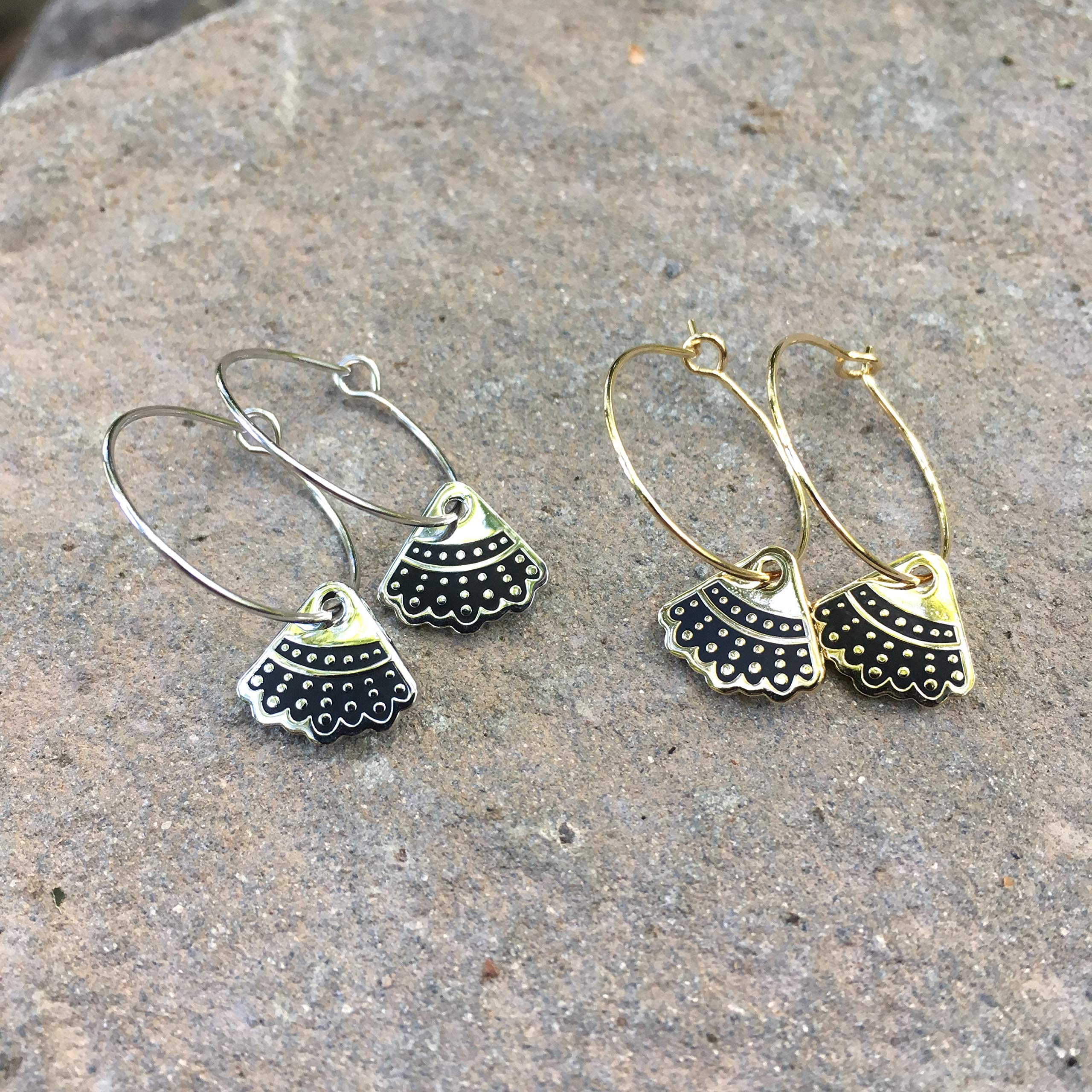 RBG Dissent Collar Earrings for Women - Silvertone Chandelier, Stud, Dangle Drop, Hook & Hoop Charm Jewelry | Ruth Bader Ginsburg Inspired | Perfect for Courtroom, Feminist Events & Political Gatherings