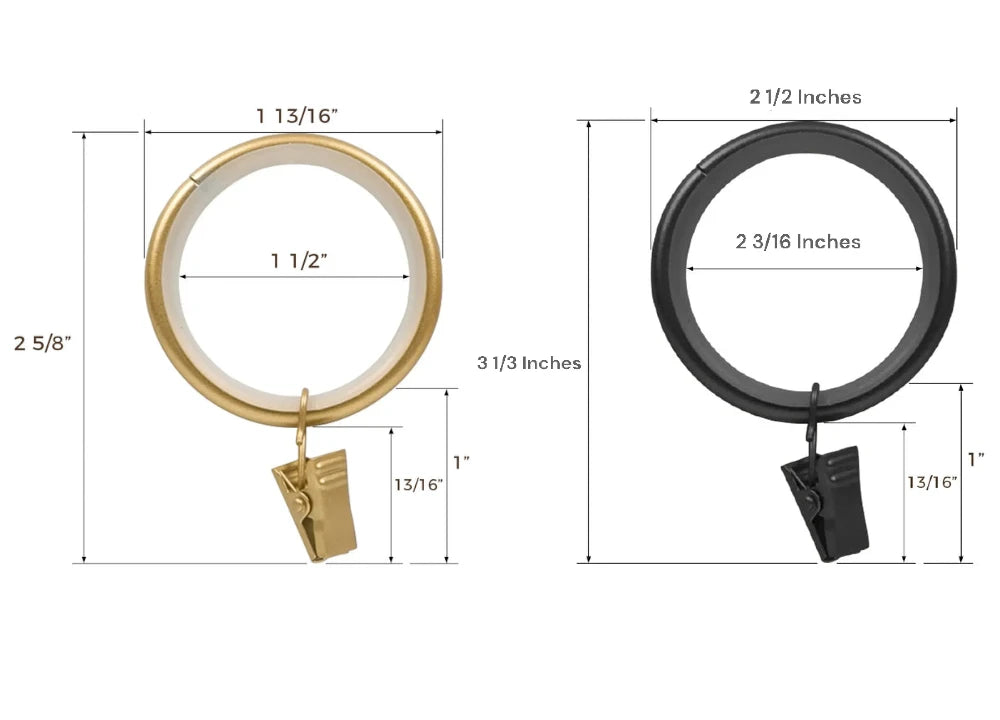 15 Pack Metal Curtain Rings with Clips - Durable Hooks for Hanging Curtains, Drapes & Sheers - Perfect for Living Room, Bedroom & Window Decor