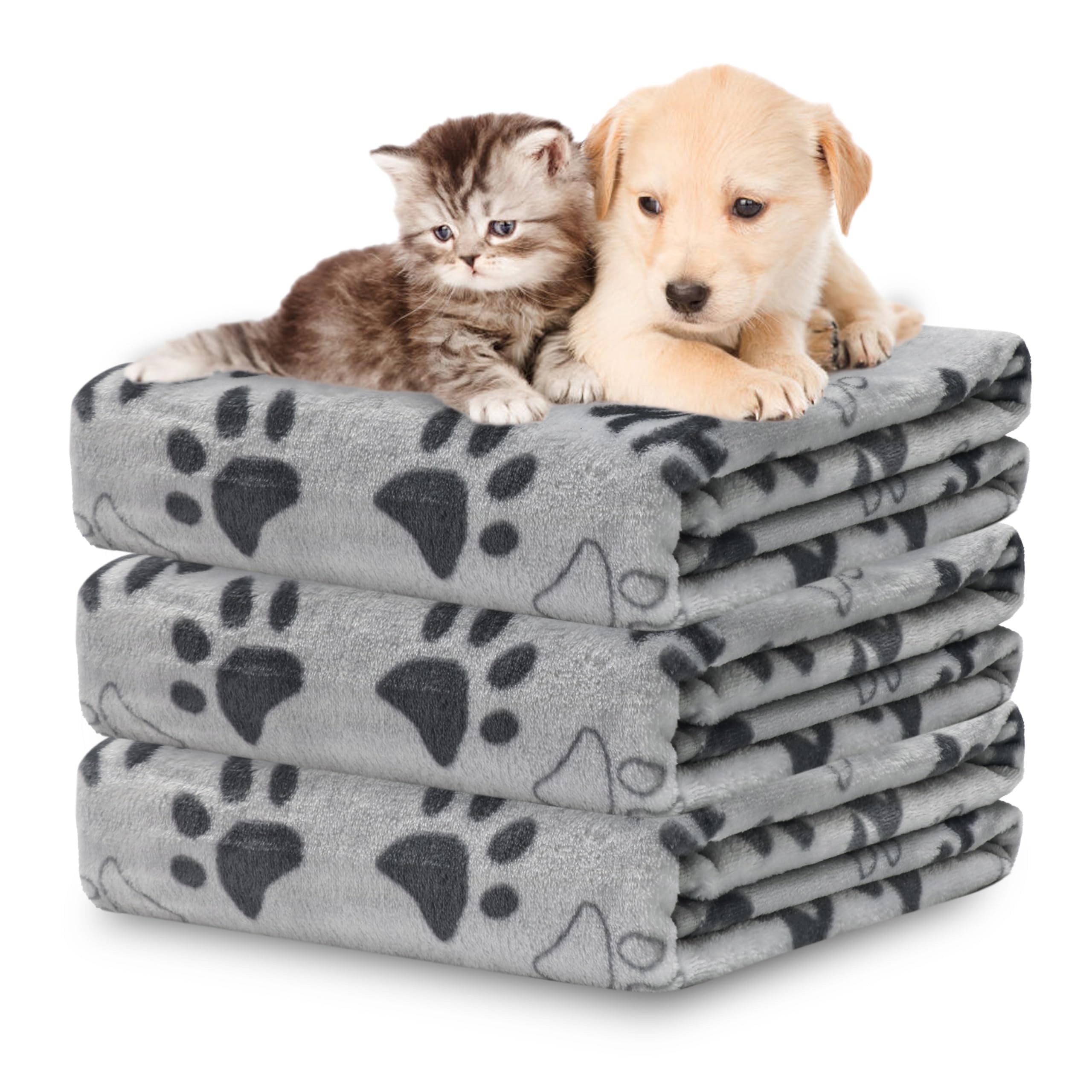 **Soft Reversible Fluffy Dog Blanket for Large Dogs & Cats - 41x31 Inch Paw Print Pet Throw Blanket for Bed, Couch, Travel - Cozy & Warm for Winter, Home Decor, Gifts**