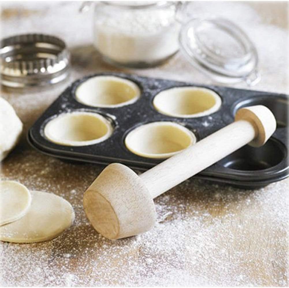 Wooden Pastry Tamper - Double Sided DIY Cake & Pie Dough Pusher - Egg Tart Mold for Baking - Essential Kitchen Tool for Desserts, Tarts, Cookies & Party Baking (Perfect for Home Bakers & Professional Chefs)