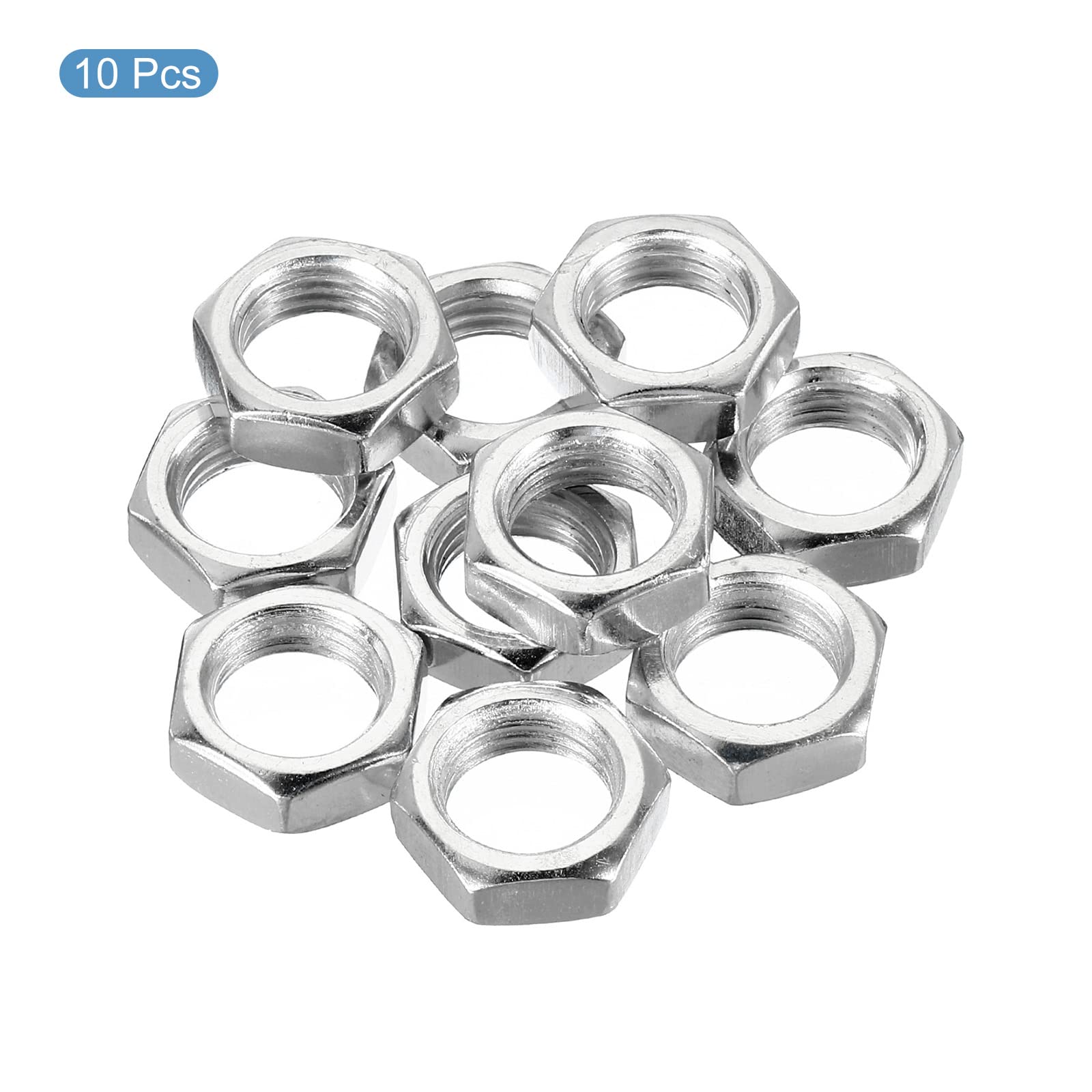 PATIKIL M14 x 1.5 Steel Hex Nuts - 10 Pack Metric Thread Zinc Plated Fasteners (7mm Height) - Ideal for Automotive, Machinery & DIY Projects