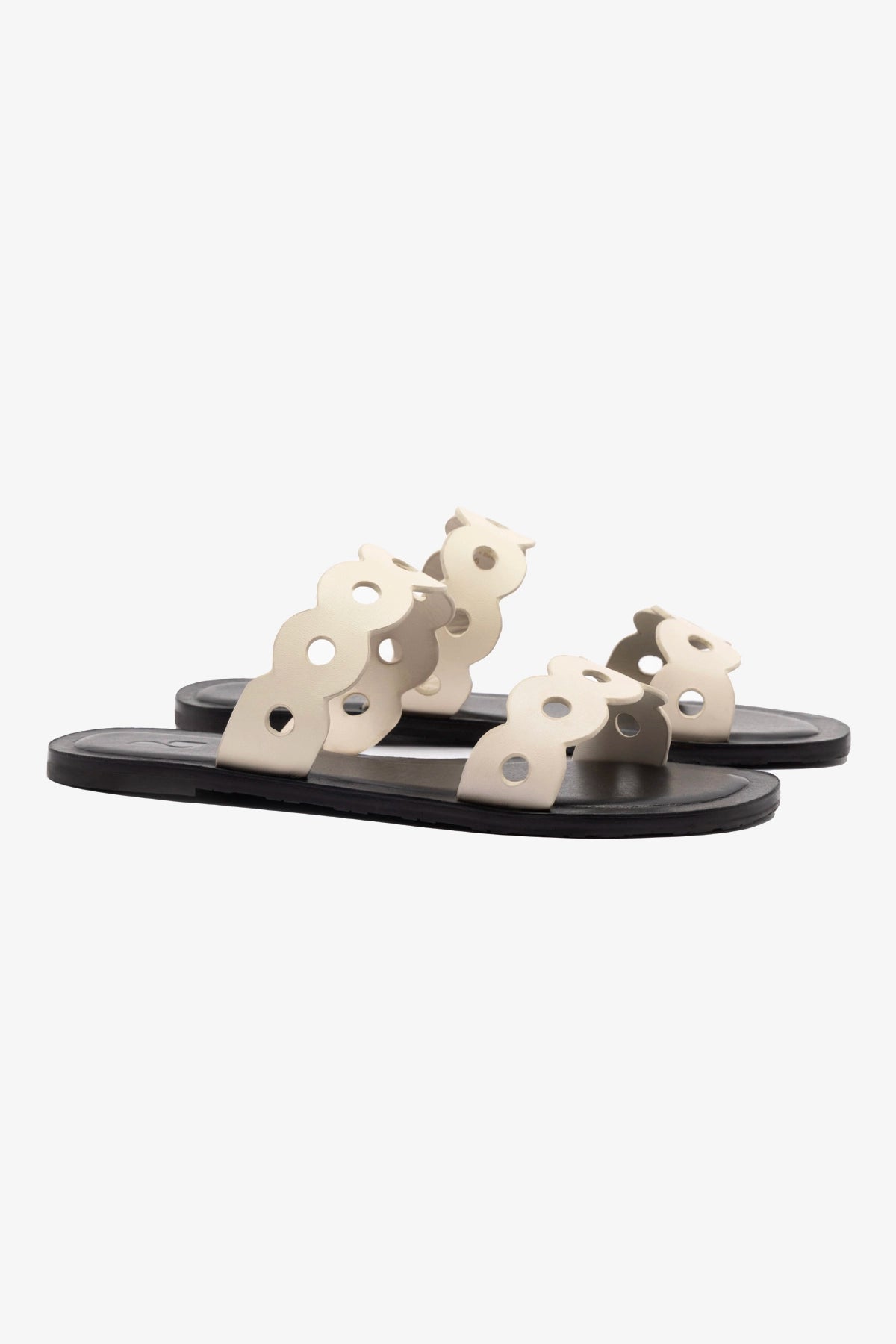 Florence Ivory Leather Flat Mules - Women's Comfortable Slip-On Shoes for Casual Wear, Office & Everyday Outfits
