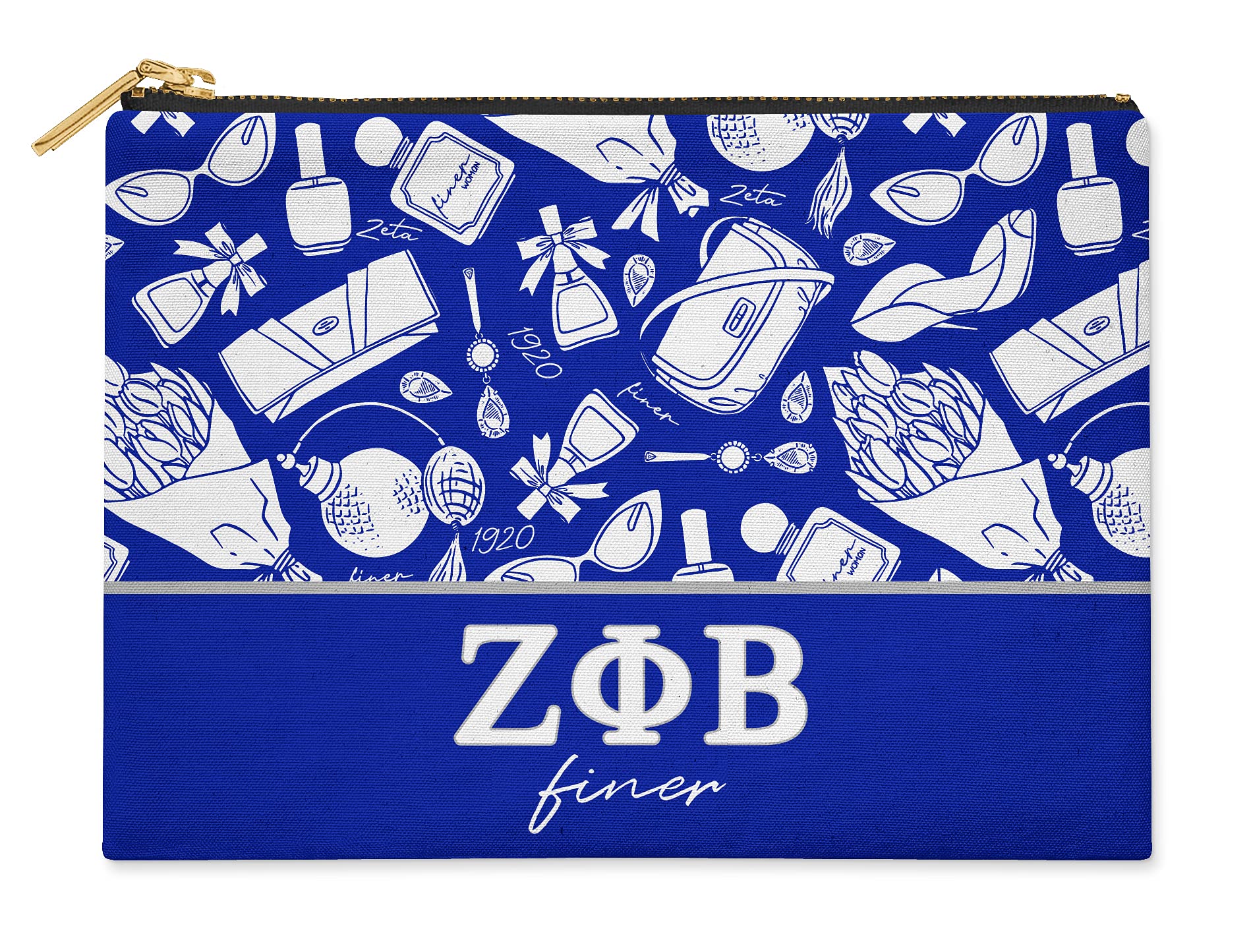 Zeta Phi Beta Sorority Cosmetic Bag - Official Greek Makeup Pouch & Travel Organizer for College Sisters, Sorority Events and Alumni Gatherings - BBGreek Licensed Merchandise