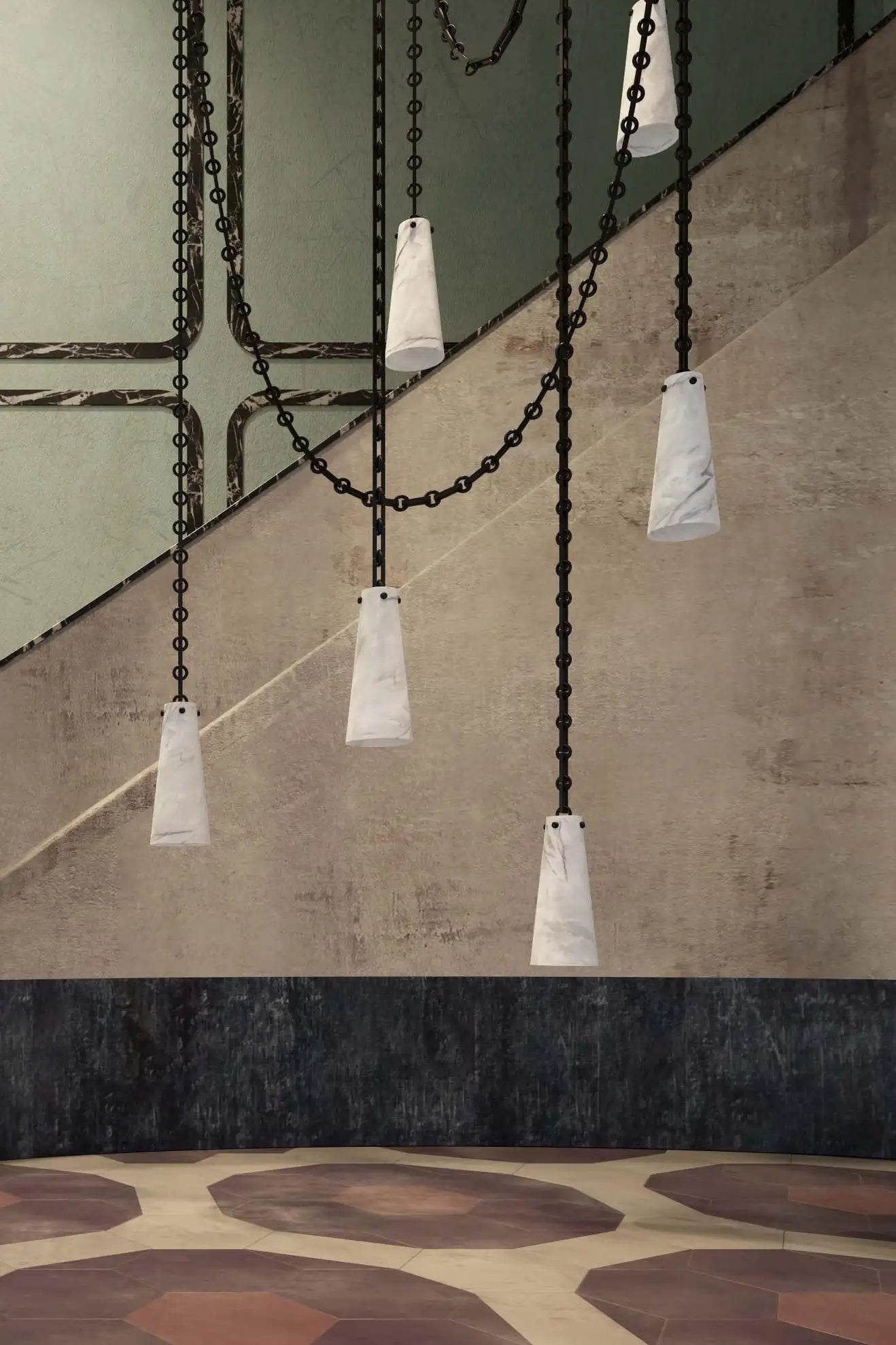 Vintage Alabaster Pendant Light - 3-Light Cluster Chandelier for Dining Room, Kitchen Island & Bedroom | Contemporary Charlie Style in White Alabaster Finish
