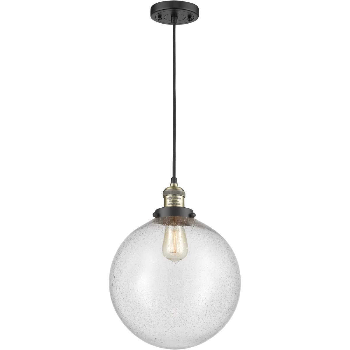 201C-BAB-G204-12 Vintage Black Antique Brass Bare Bulb 1-Light Cord Set - Perfect for Edison Bulbs, Industrial Lighting & Home Decor