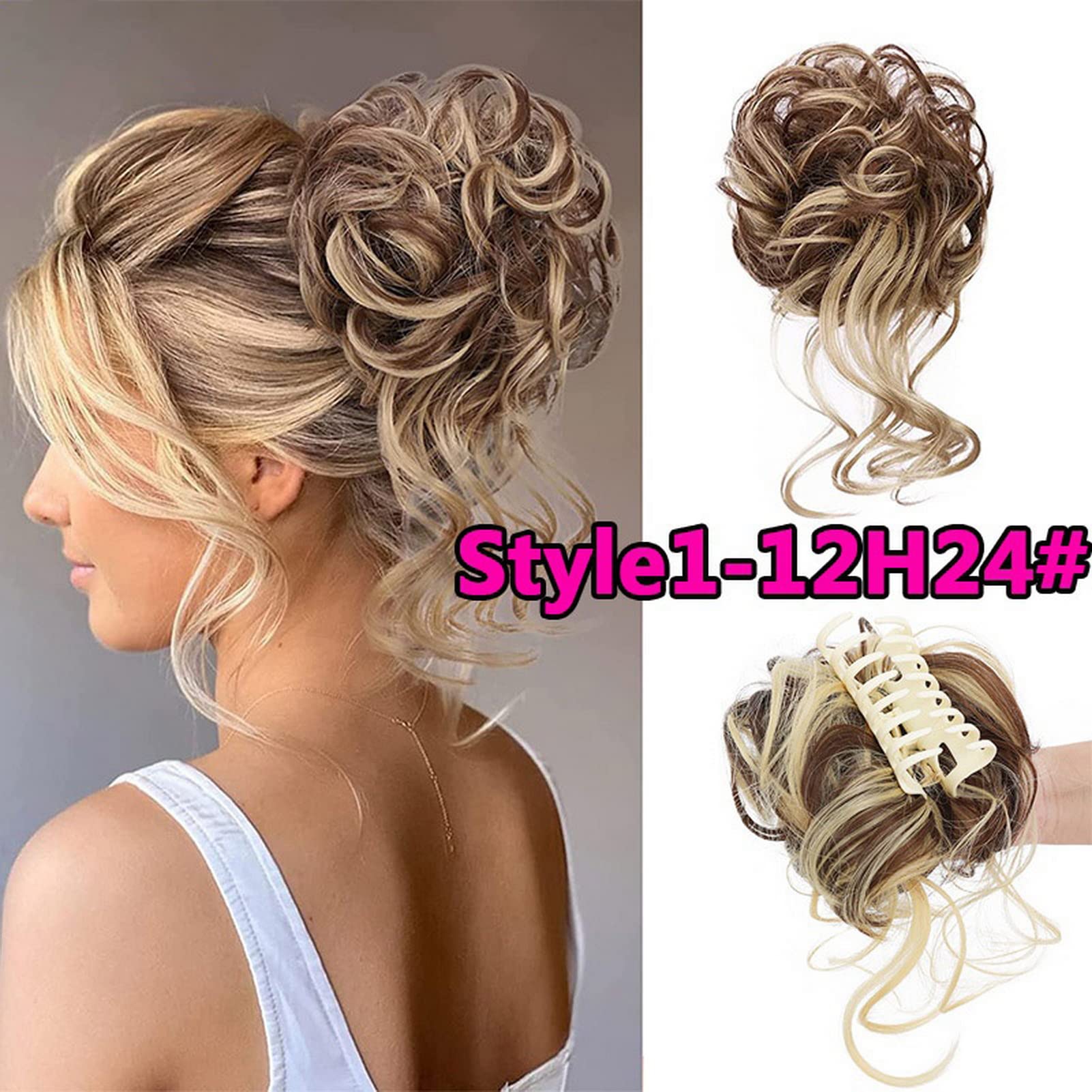 Faringoto Hair Bun Extensions - Messy Wavy Clip-in Hair Bun for Women, Bridal Hair Piece & Updo Accessory - Perfect for Weddings, Parties, and Everyday Styling
