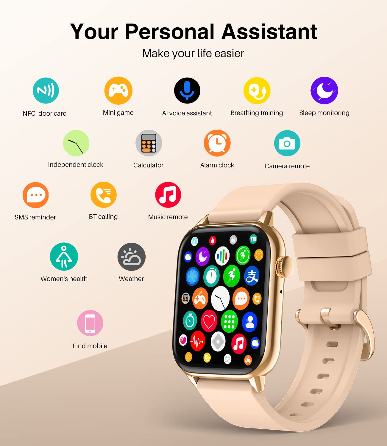 EGQINR Smart Watch with Call Function, 1.68