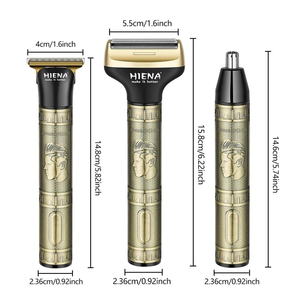 3-in-1 Professional Hair Clipper & Beard Trimmer Kit - Wireless USB Rechargeable T-Blade Razor with Nose Trimmer for Men's Grooming at Home & Travel