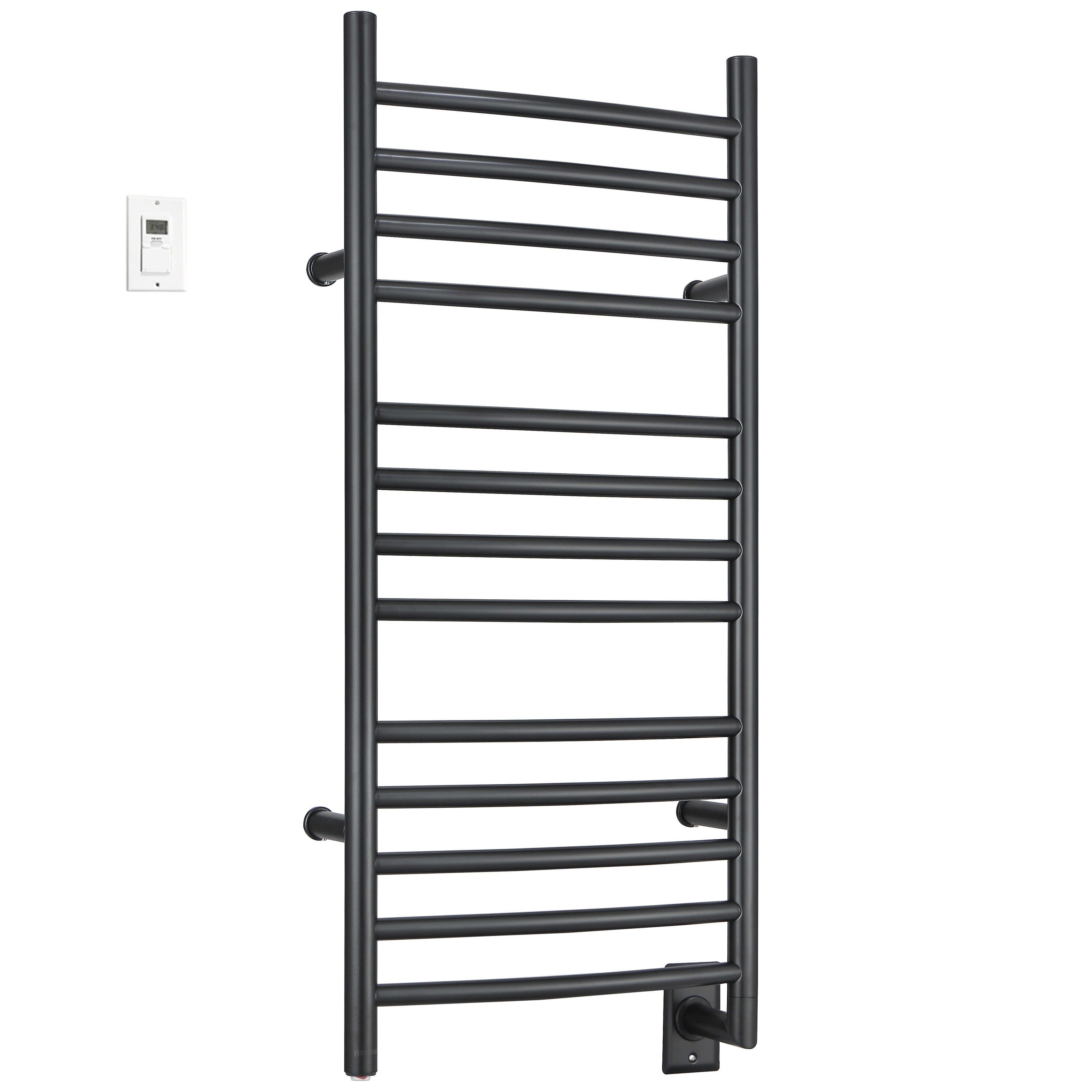 40 Inch Matte Black Hardwired Electric Towel Warmer & Drying Rack with Wall Timer - Bathroom Luxury Heated Towel Rack for Spa, Hotel & Home Use